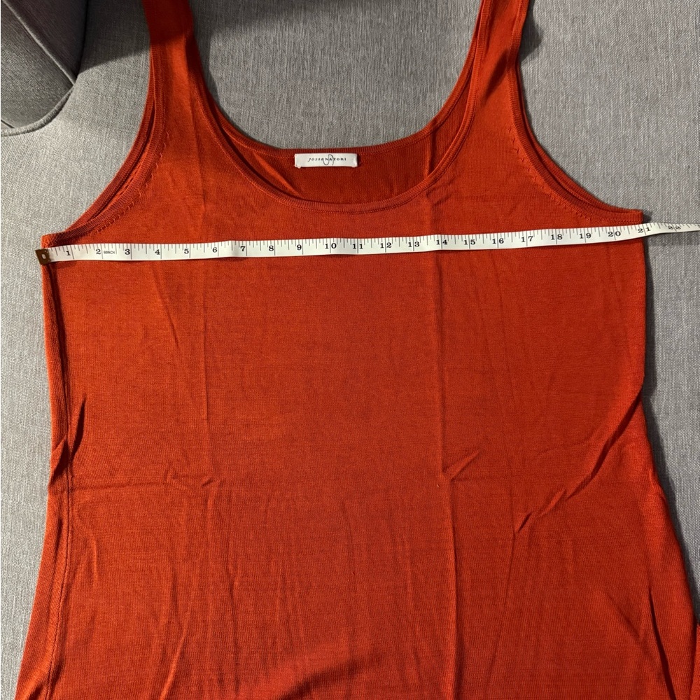 Josie Natori Orange Silk Scoop Neck Tank Top - Picture 6 of 7